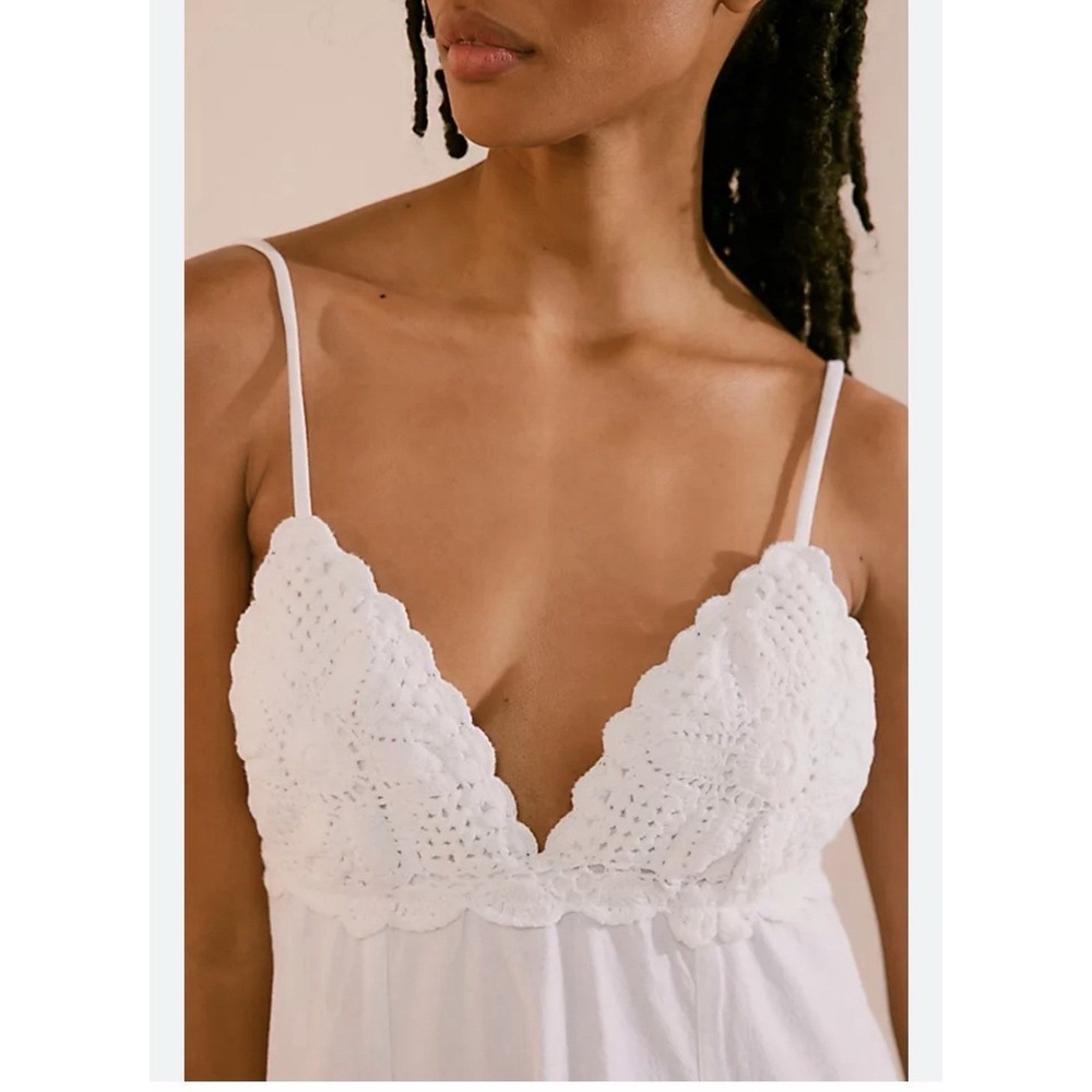Free People Crochet Top Lovey Maxi Dress White Bride Beach Sz Sm Resort Summer - Picture 3 of 14